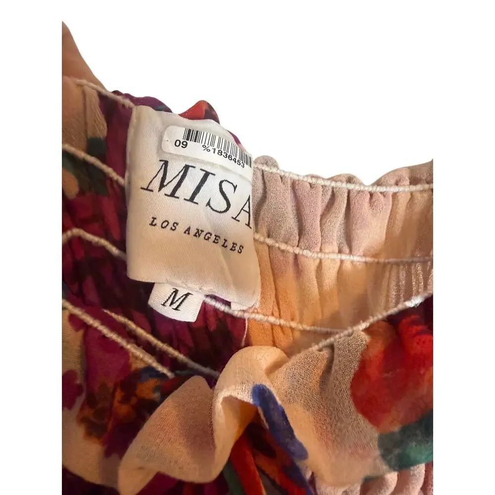 MISAβLos Angeles Floral Chiffon Tiered Ruffle Dress Sz. M - Picture 6 of 7